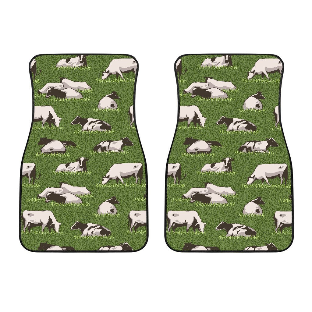 Cow On Green Grass Pattern Print Front And Back Car Floor Mats/ Front Car Mat