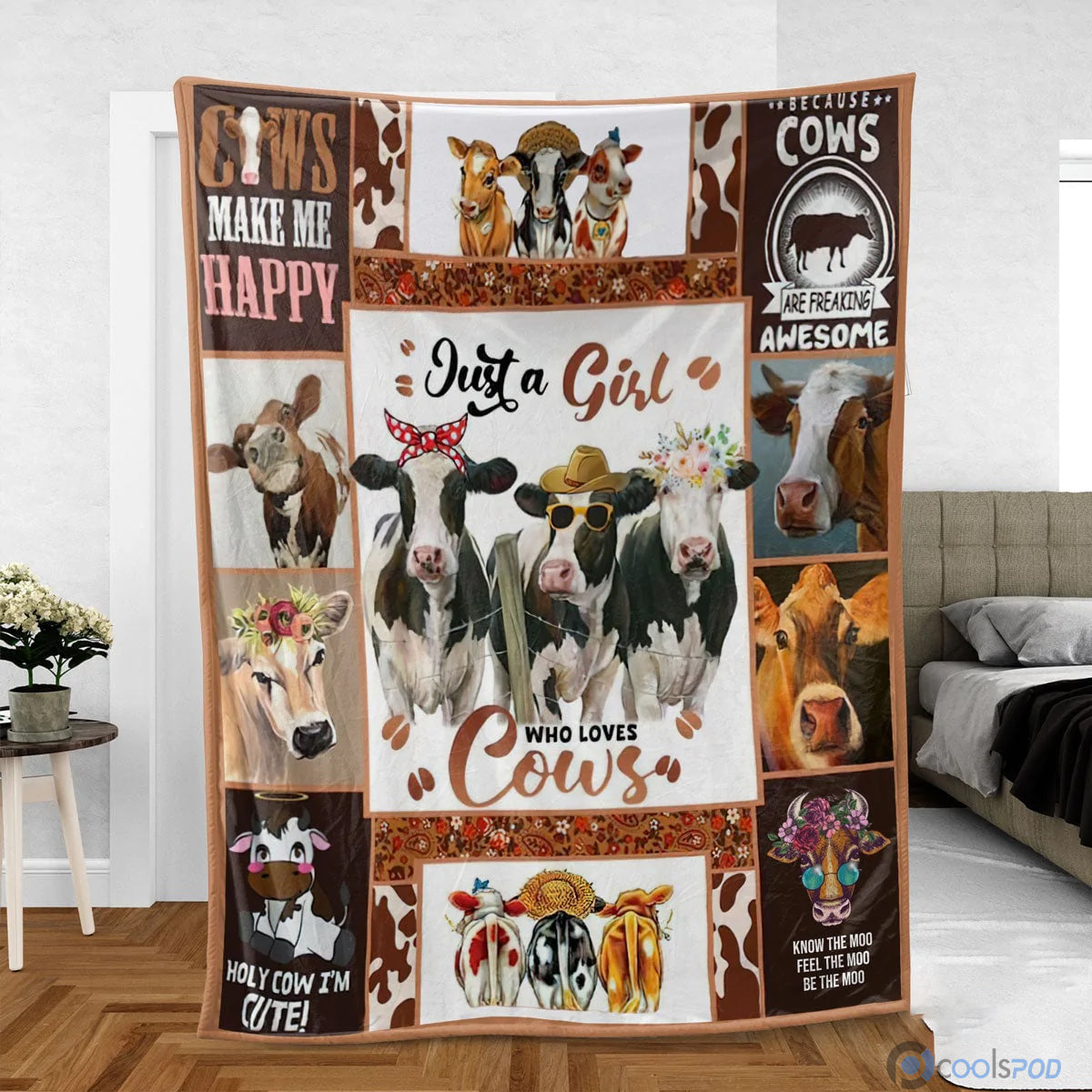 Cow Blanket/ Just A Girl Who Loves Cows Throw Blanket/ Cow Print Blanket/ Gift For Farmer/ Cow Lover Gift