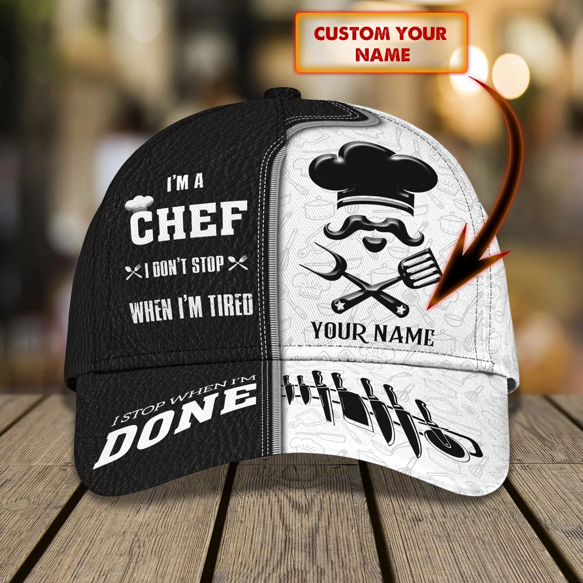Personalized 3D Full Printed Chef Cap/ Master Chef Birthday Present/ Classic Cap Hat For Chef