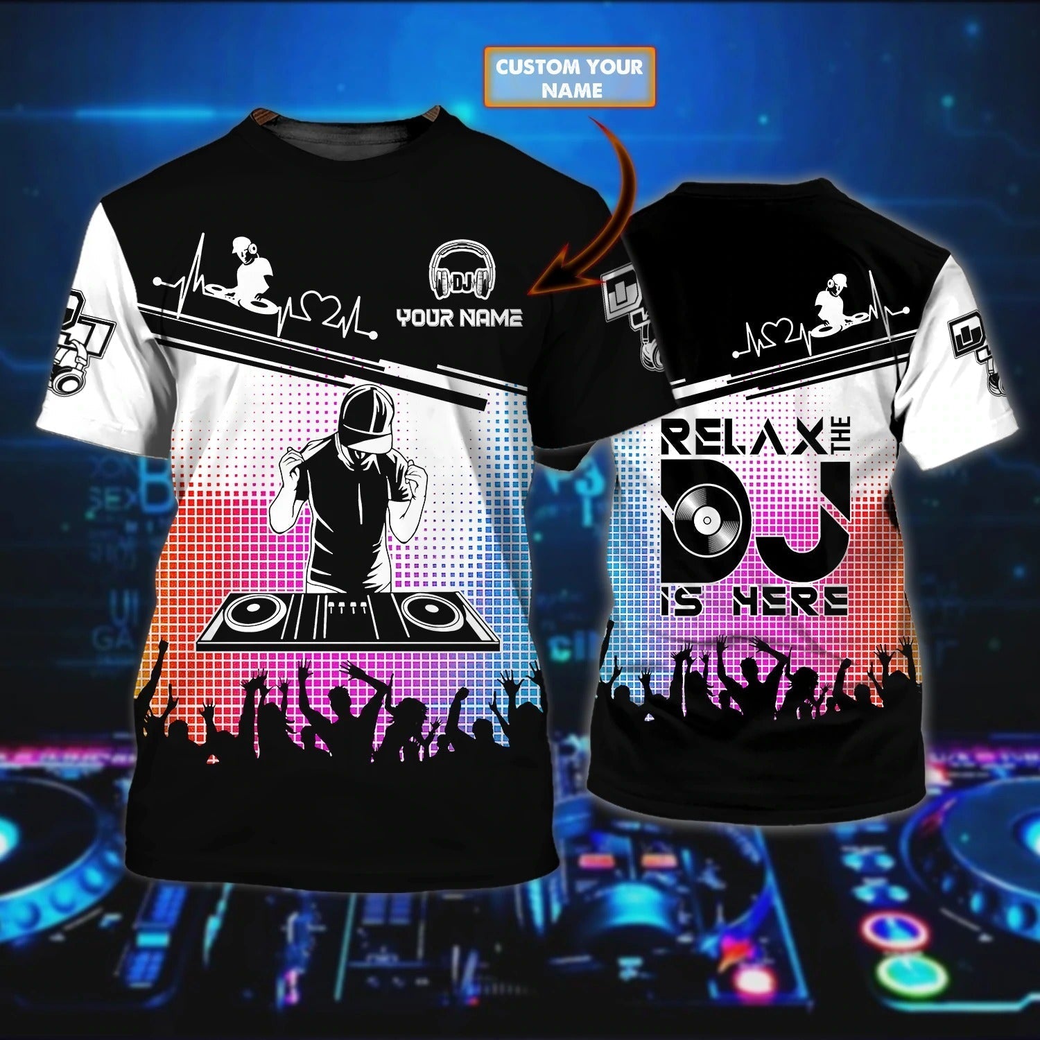 Custom With Name 3D Full Printed T Shirt For A Dj/ Birthday Gift For Dj/ Disc Jockey Clothing/ Dj Shirts