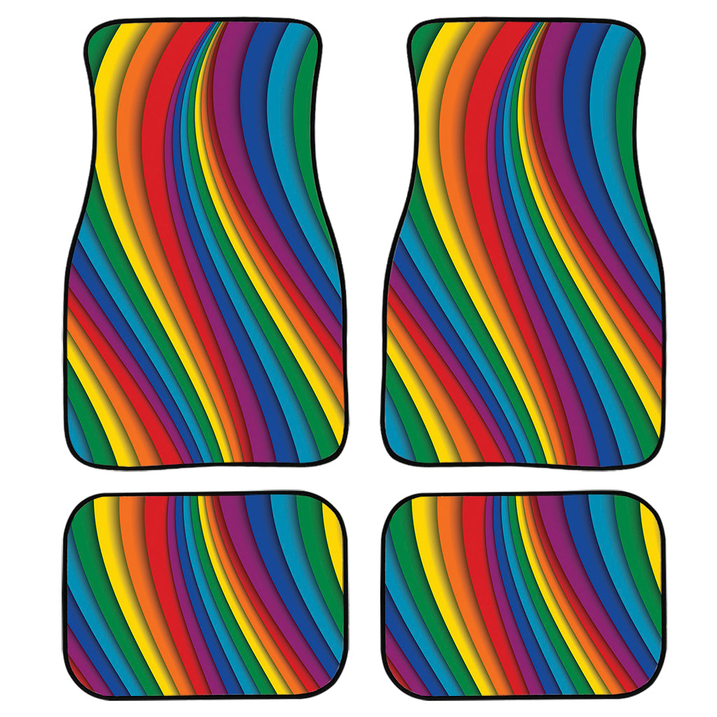 Curved Rainbow Pattern Print Front And Back Car Floor Mats/ Front Car Mat