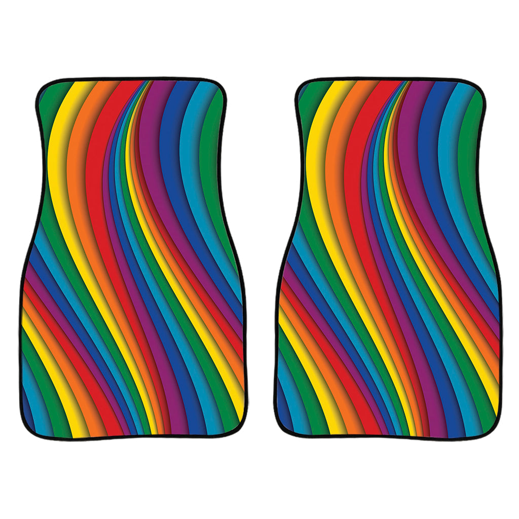 Curved Rainbow Pattern Print Front And Back Car Floor Mats/ Front Car Mat