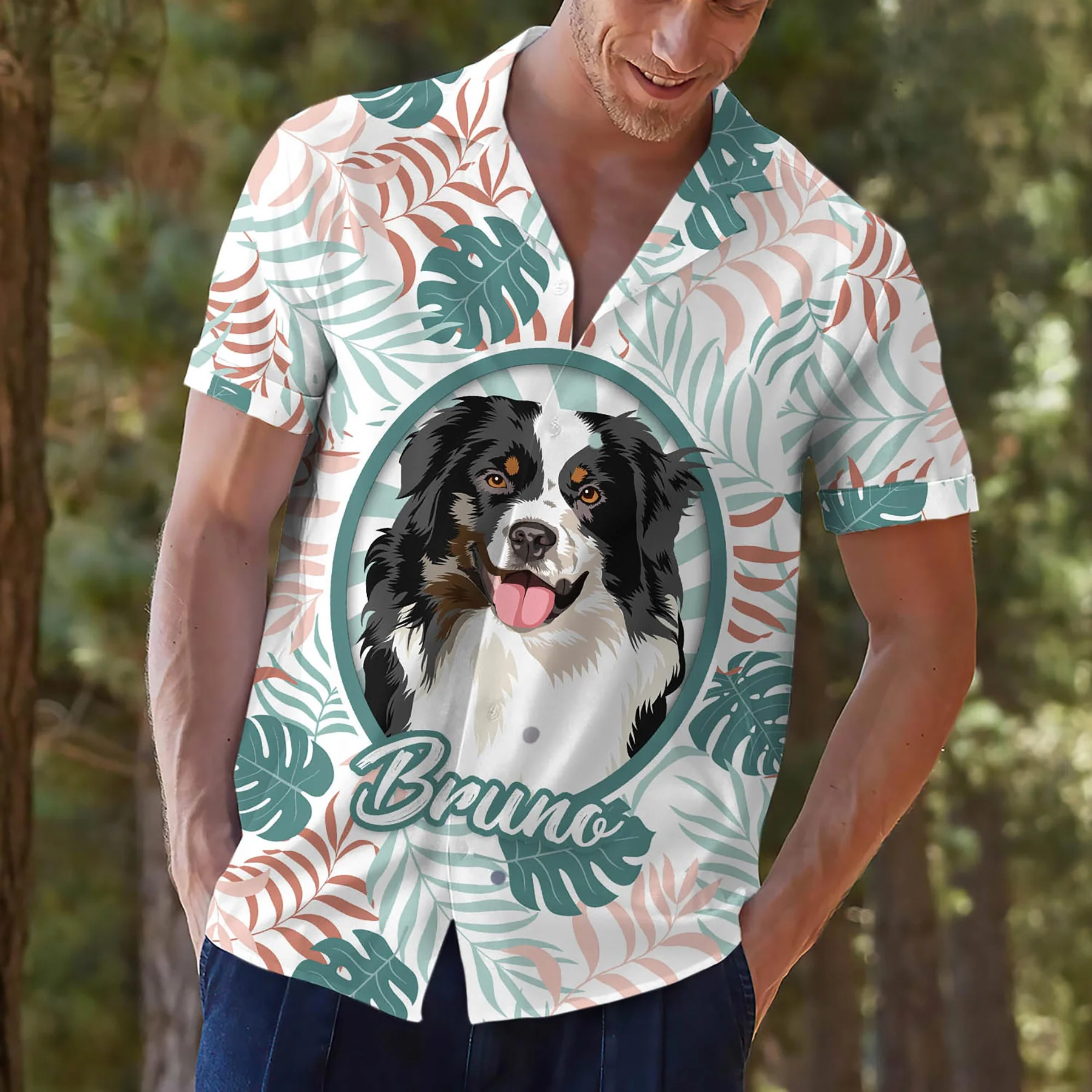 Custom Hawaiian Shirts With Dog Hand-Painted Portrait/ Upload Photo Dog Shirt/ Gift For Pet Lover