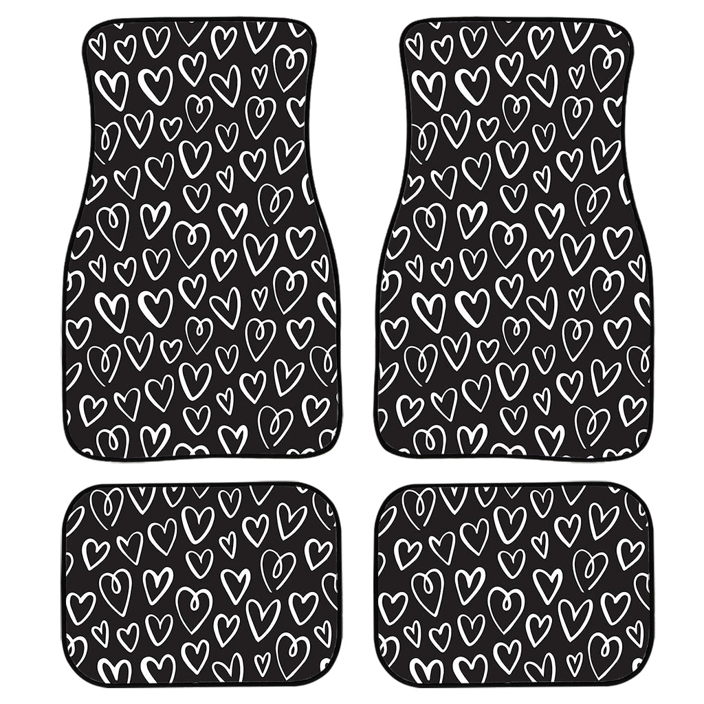 Cute Black And White Heart Pattern Print Front And Back Car Floor Mats/ Front Car Mat