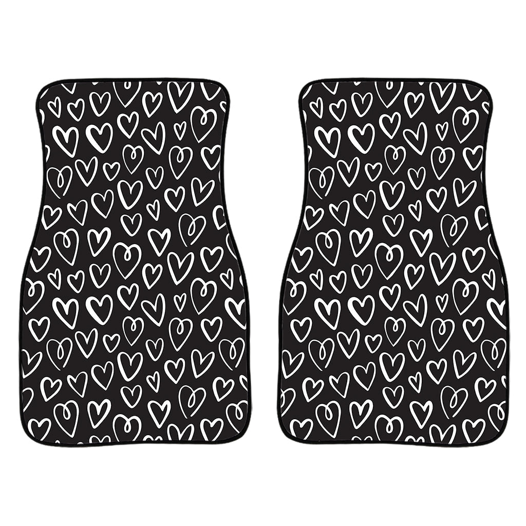 Cute Black And White Heart Pattern Print Front And Back Car Floor Mats/ Front Car Mat