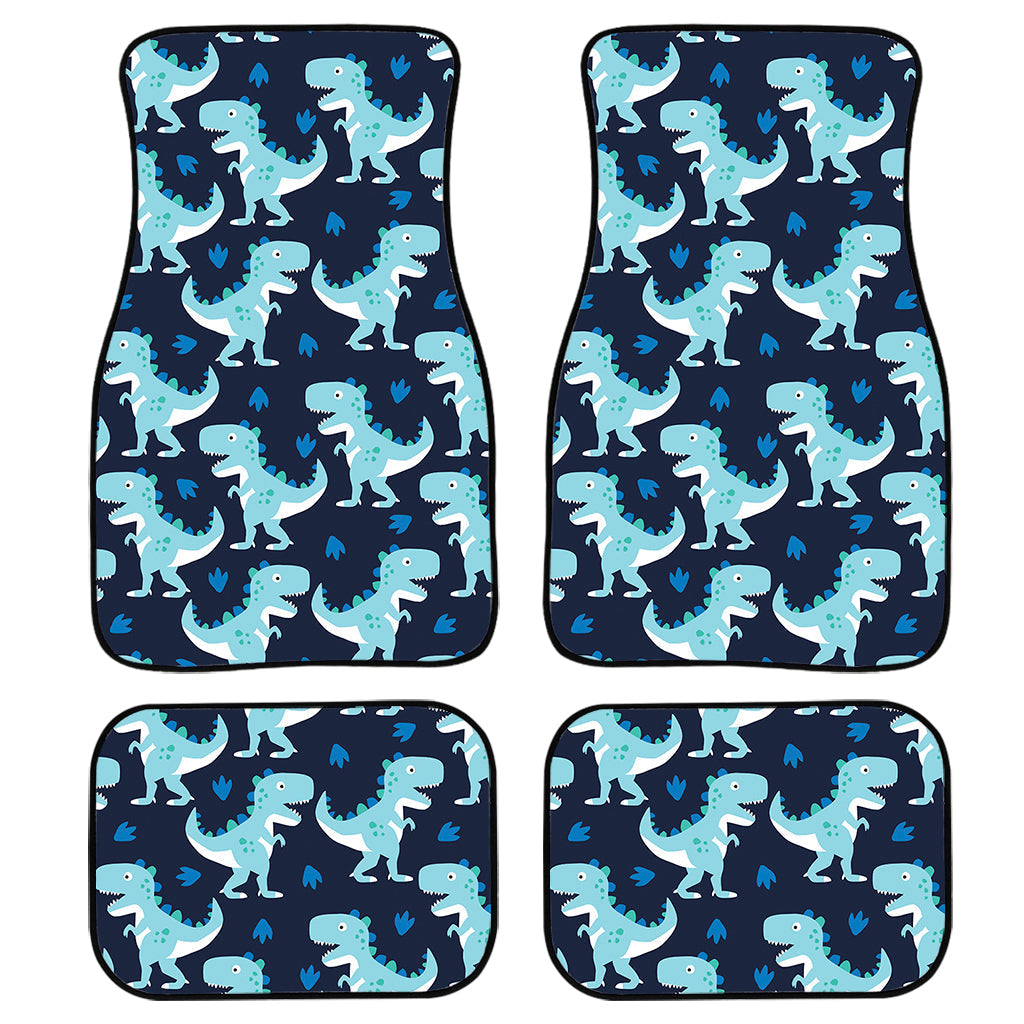 Cute Blue T-Rex Dinosaur Pattern Print Front And Back Car Floor Mats/ Front Car Mat