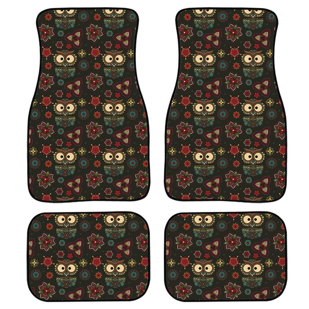 Cute Boho Owl Pattern Print Front And Back Car Floor Mats/ Front Car Mat