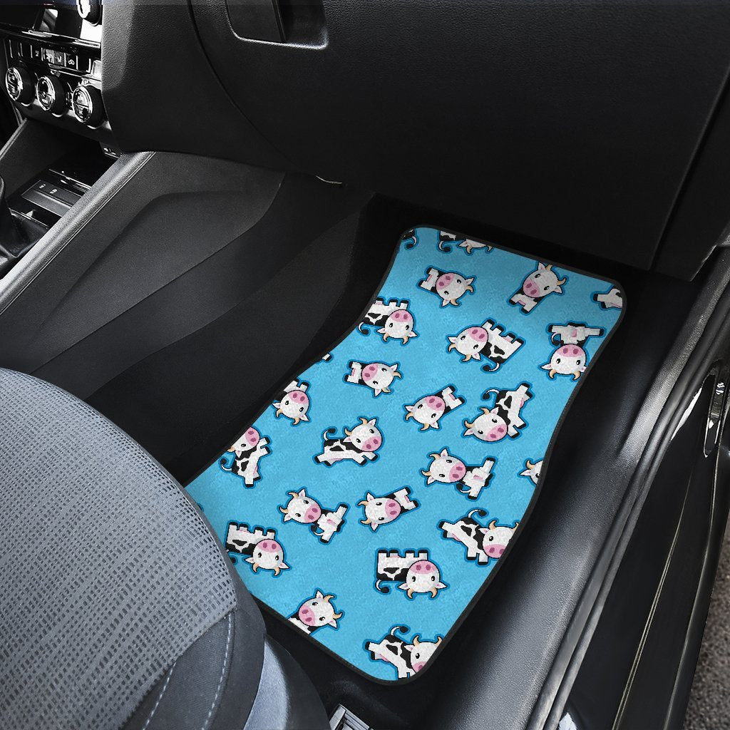Cute Cartoon Baby Cow Pattern Print Front And Back Car Floor Mats/ Front Car Mat