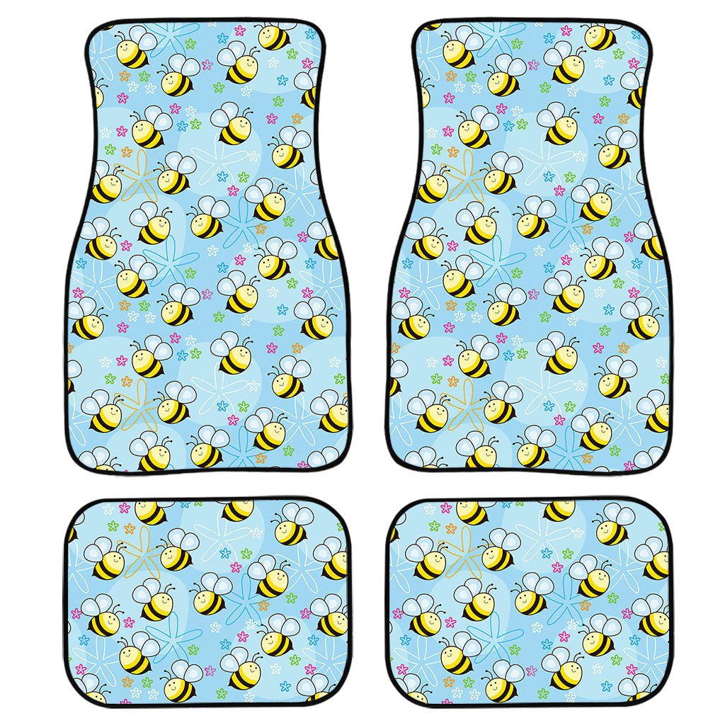 Cute Cartoon Bee Pattern Print Front And Back Car Floor Mats/ Front Car Mat