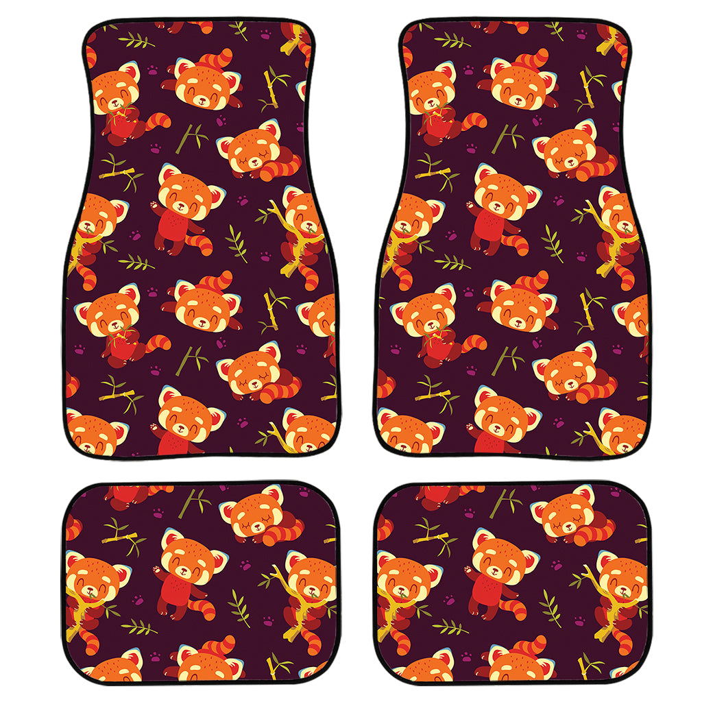 Cute Cartoon Red Panda Pattern Print Front And Back Car Floor Mats/ Front Car Mat