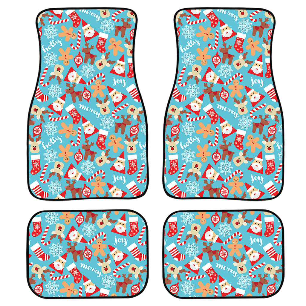 Cute Christmas Elements Pattern Print Front And Back Car Floor Mats/ Front Car Mat