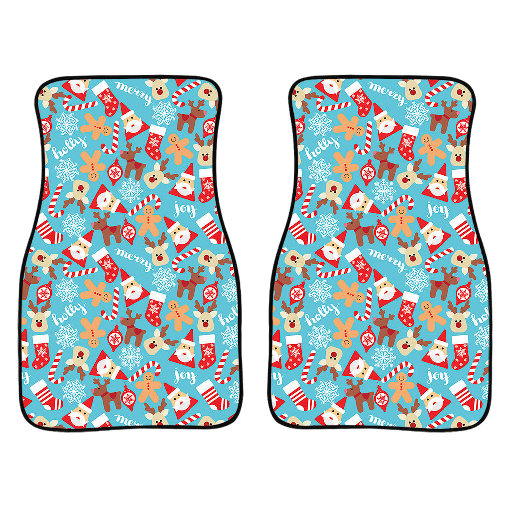 Cute Christmas Elements Pattern Print Front And Back Car Floor Mats/ Front Car Mat