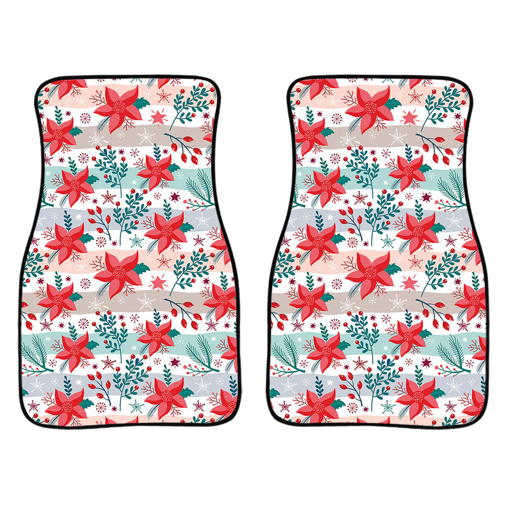 Cute Christmas Poinsettia Pattern Print Front And Back Car Floor Mats/ Front Car Mat