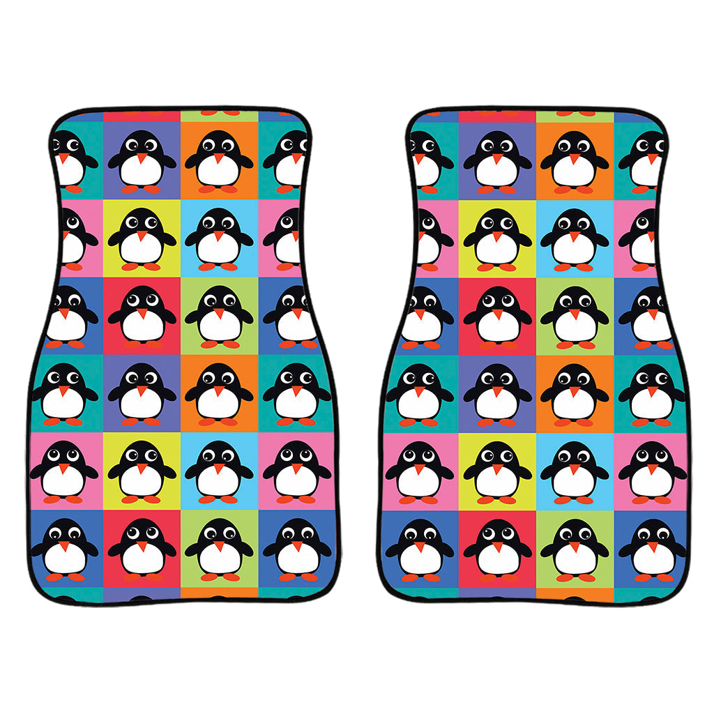 Cute Colorful Penguin Pattern Print Front And Back Car Floor Mats/ Front Car Mat
