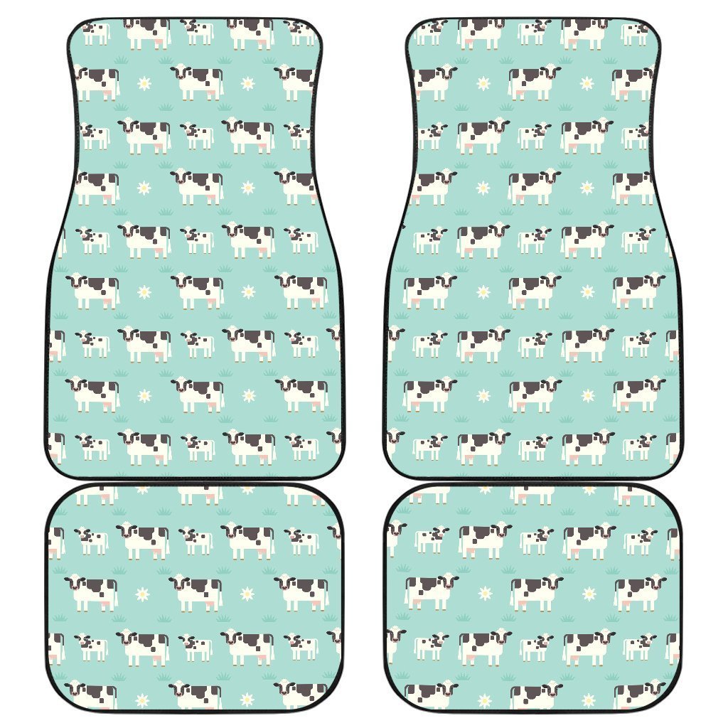 Cute Cow And Baby Cow Pattern Print Front And Back Car Floor Mats/ Front Car Mat
