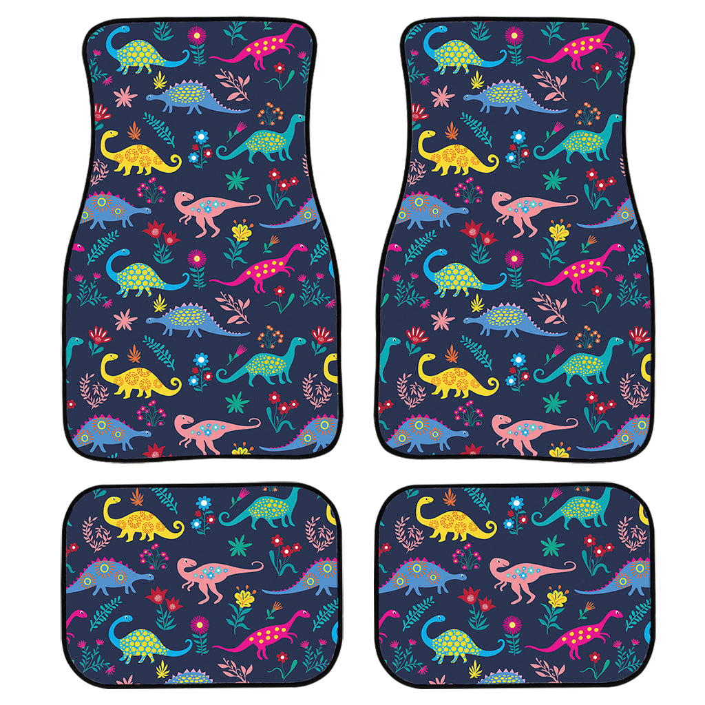 Cute Dino Floral Pattern Print Front And Back Car Floor Mats/ Front Car Mat