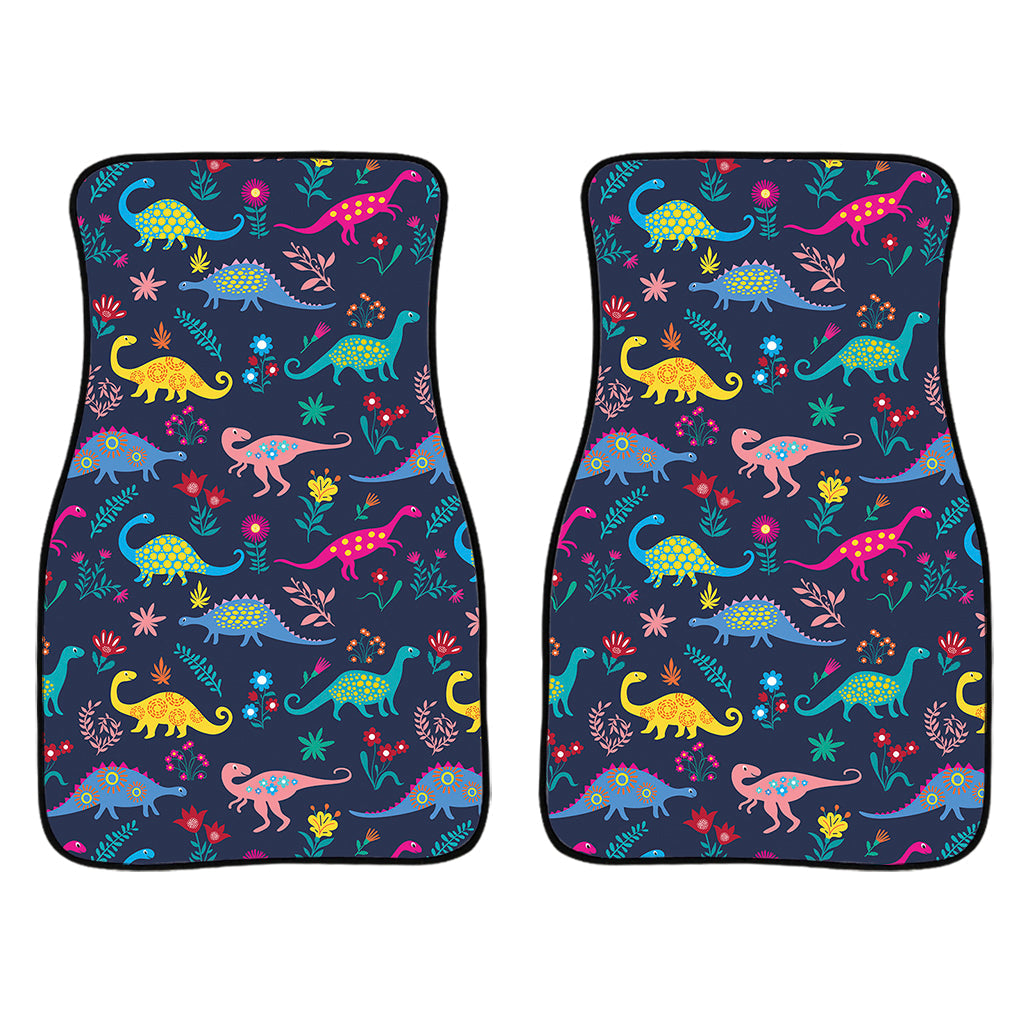 Cute Dino Floral Pattern Print Front And Back Car Floor Mats/ Front Car Mat