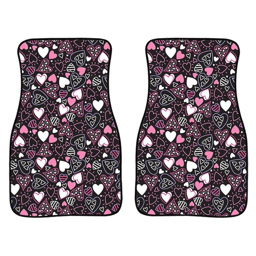 Cute Girly Heart Pattern Print Front And Back Car Floor Mats/ Front Car Mat