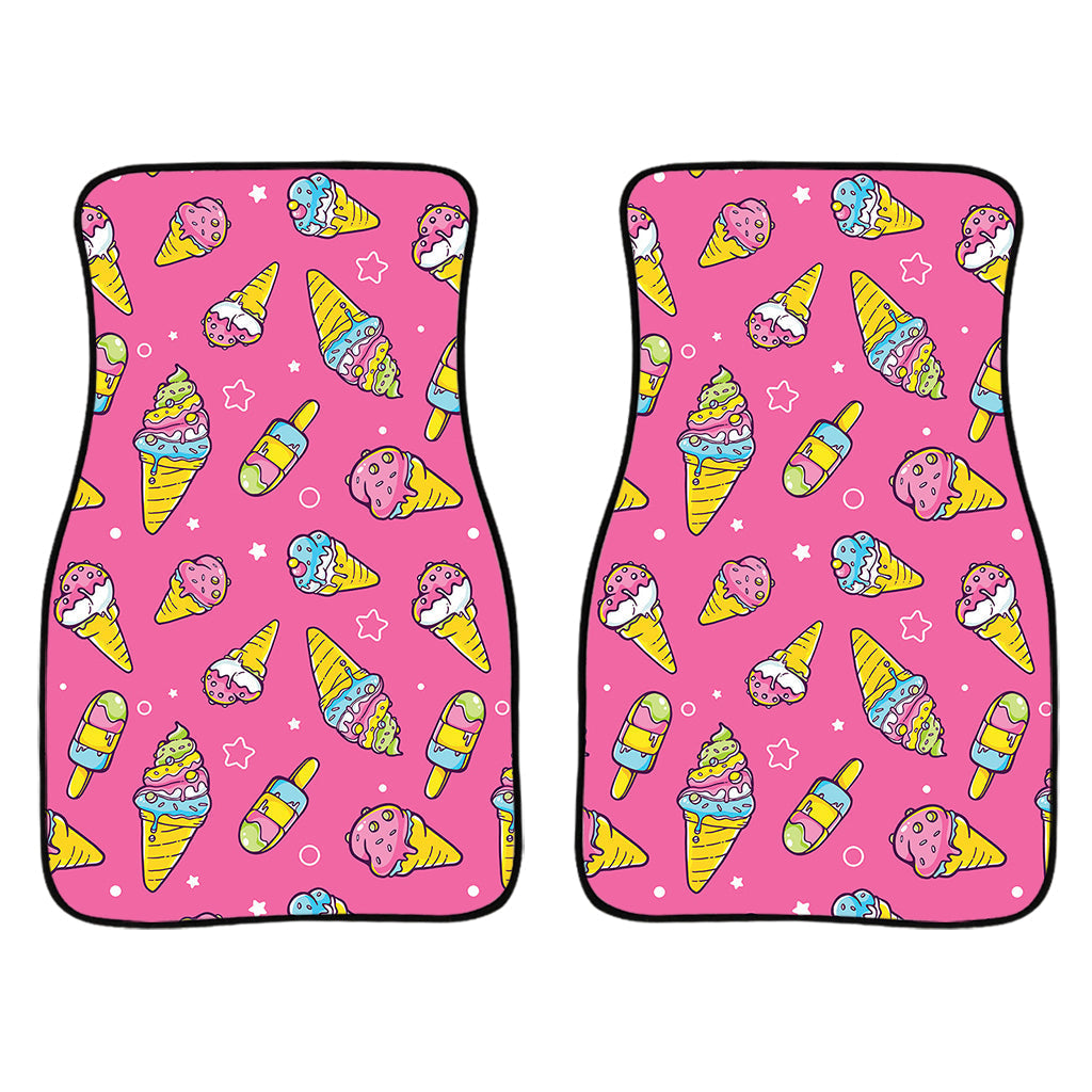 Cute Ice Cream Pattern Print Front And Back Car Floor Mats/ Front Car Mat