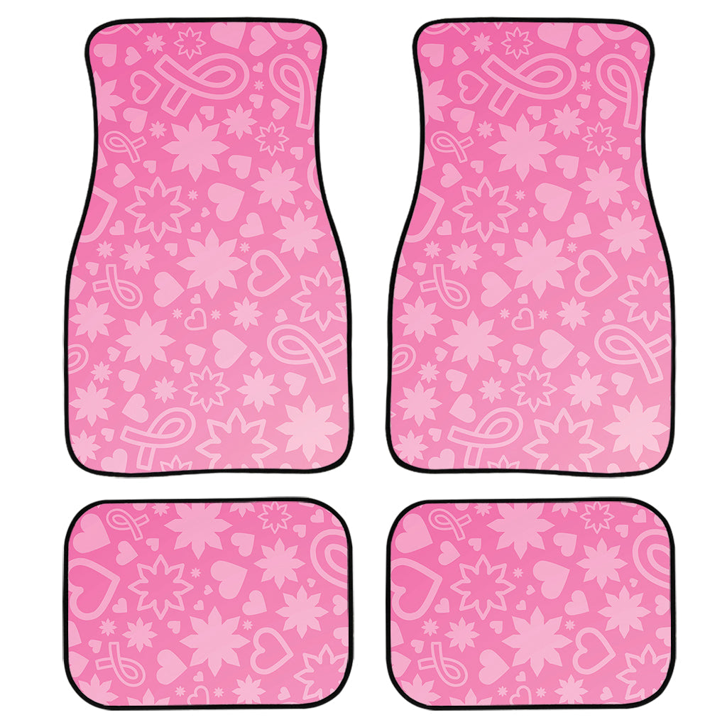 Cute Pink Breast Cancer Pattern Print Front And Back Car Floor Mats/ Front Car Mat
