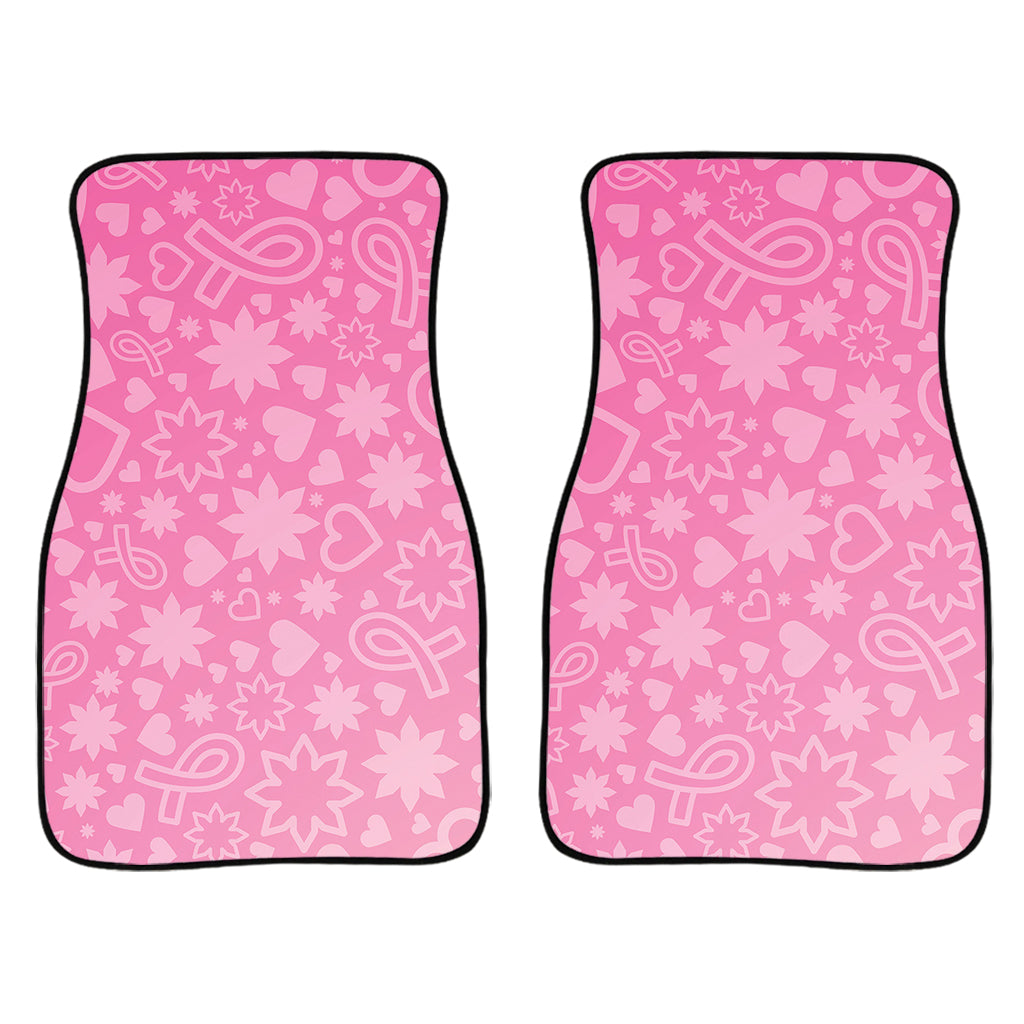 Cute Pink Breast Cancer Pattern Print Front And Back Car Floor Mats/ Front Car Mat