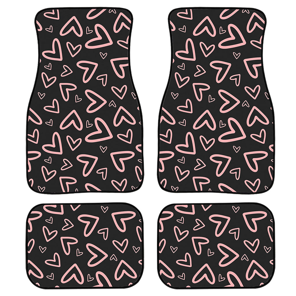 Cute Pink Heart Pattern Print Front And Back Car Floor Mats/ Front Car Mat