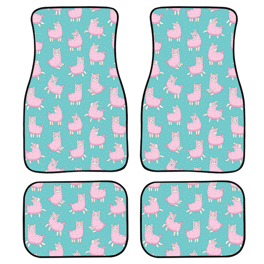 Cute Pink Llama Pattern Print Front And Back Car Floor Mats/ Front Car Mat