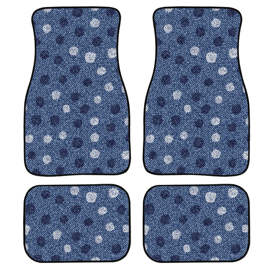 Cute Polka Dot Denim Jeans Pattern Print Front And Back Car Floor Mats/ Front Car Mat