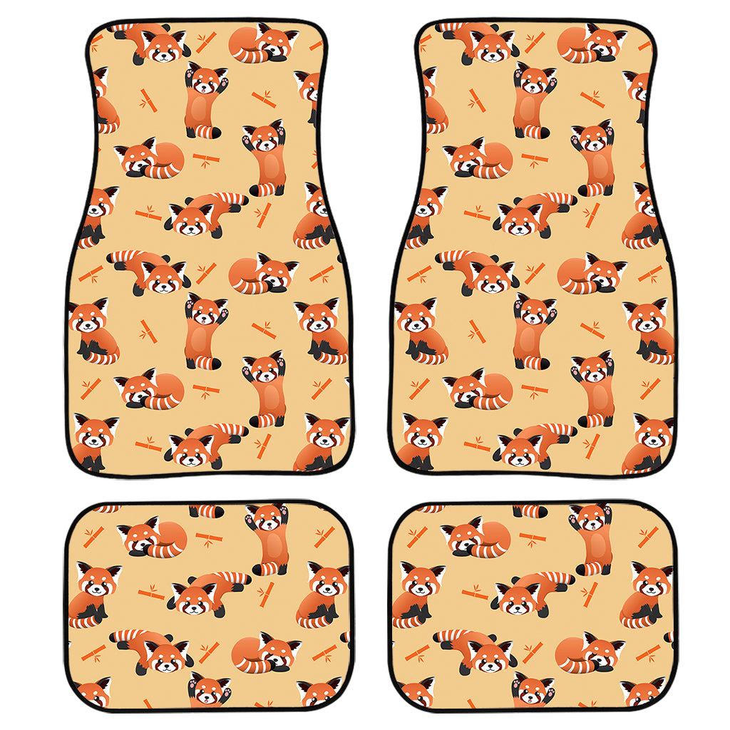 Cute Red Panda And Bamboo Pattern Print Front And Back Car Floor Mats/ Front Car Mat