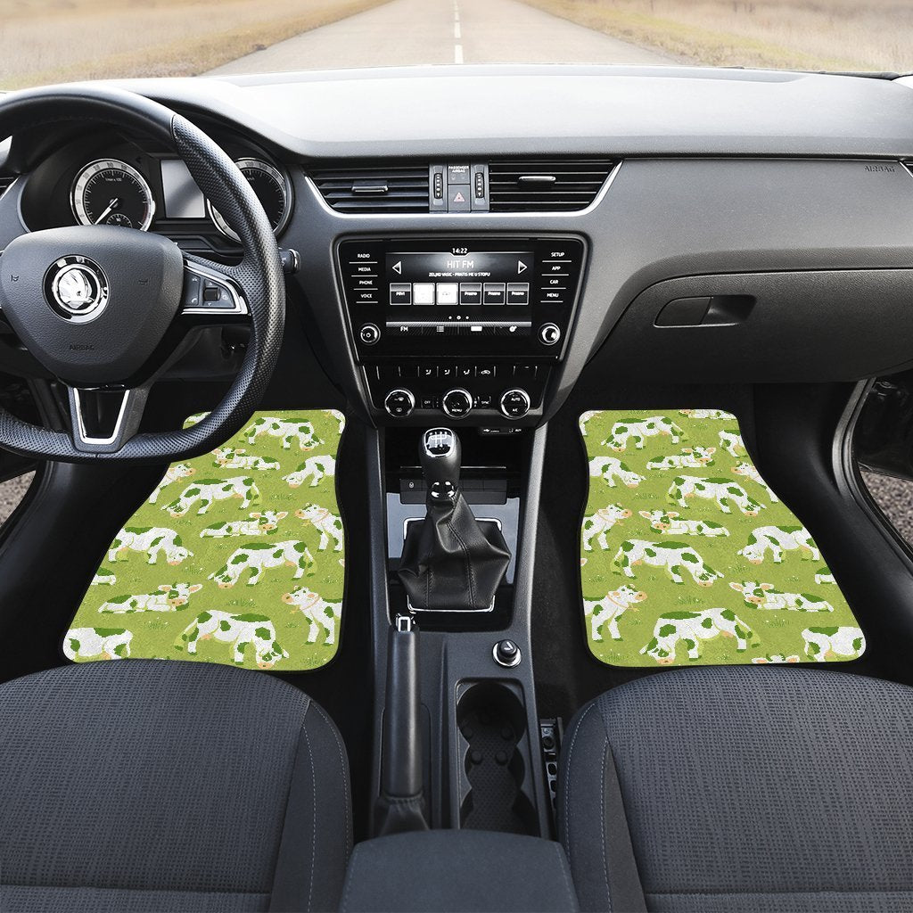 Cute Smiley Cow Pattern Print Front And Back Car Floor Mats/ Front Car Mat