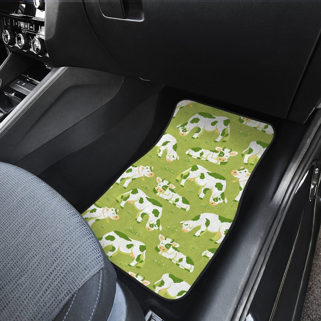 Cute Smiley Cow Pattern Print Front And Back Car Floor Mats/ Front Car Mat