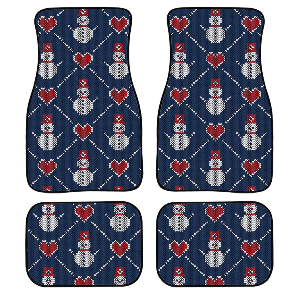 Cute Snowman Knitted Pattern Print Front And Back Car Floor Mats/ Front Car Mat