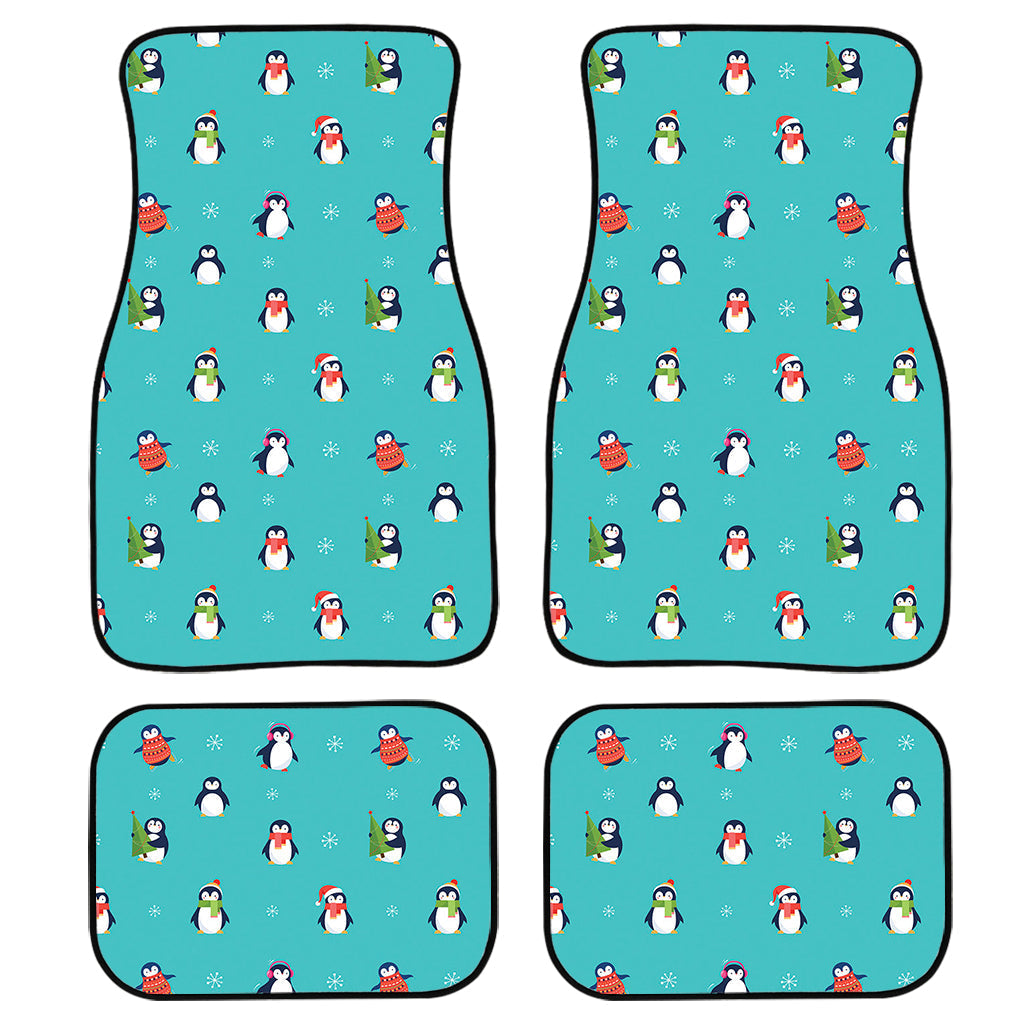 Cute Snowy Penguin Pattern Print Front And Back Car Floor Mats/ Front Car Mat