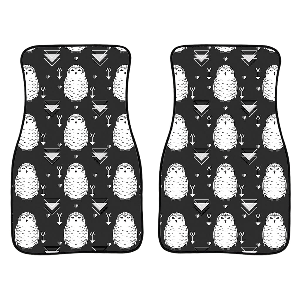 Cute White And Grey Owl Pattern Print Front And Back Car Floor Mats/ Front Car Mat