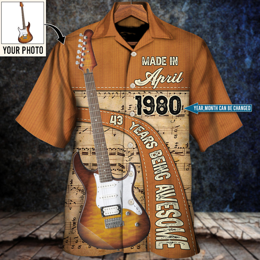 Guitar Lover Years Of Being Awesome Custom Photo Personalized - Hawaiian Shirt - Personalized Photo Gifts/ Custom Photo Gifts/ Personalized Gifts Ideas