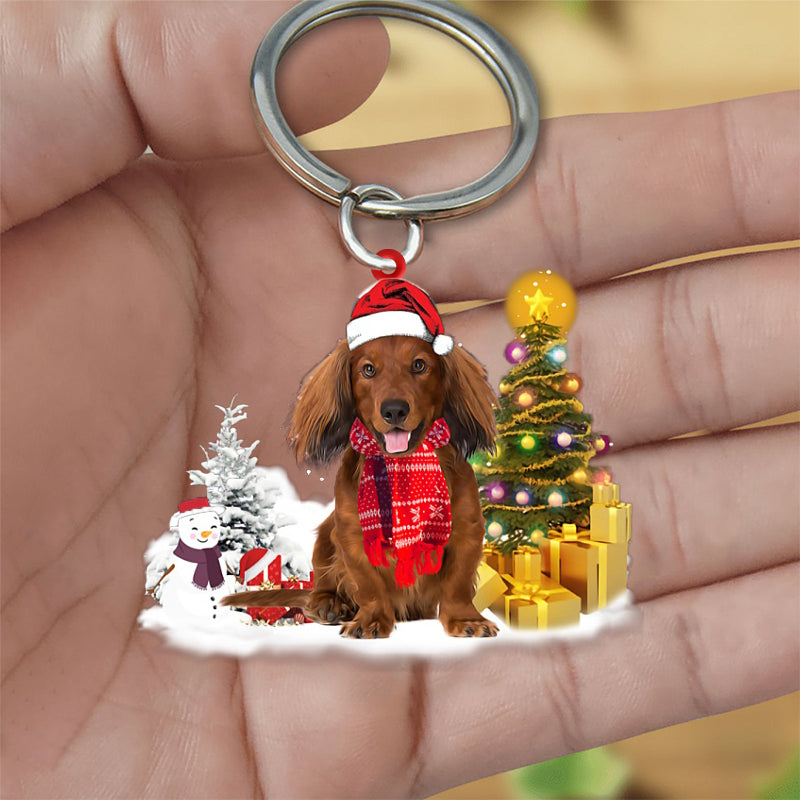 Dachshund Early Merry Christmas Acrylic Keychain Dog Keychain