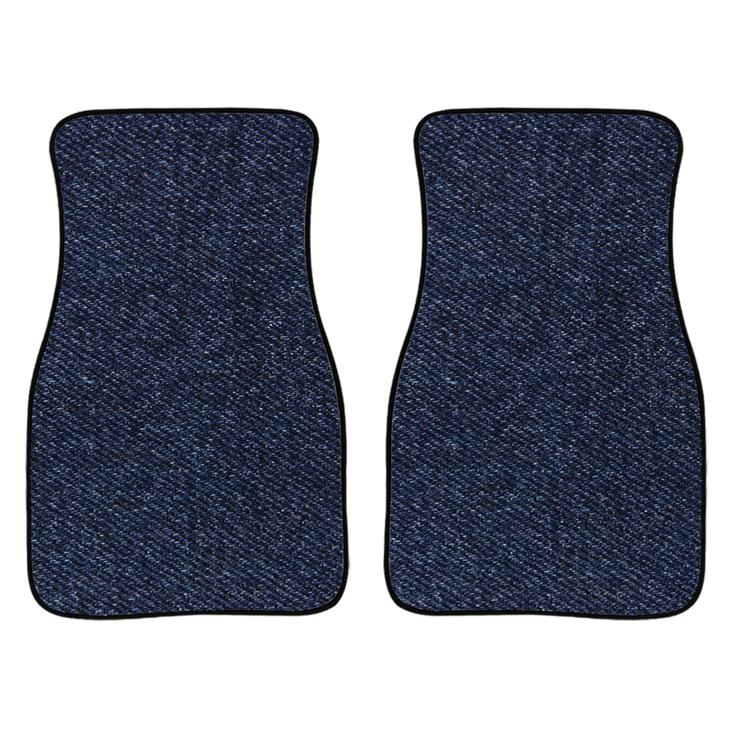 Dark Blue Denim Jeans Print Front And Back Car Floor Mats/ Front Car Mat
