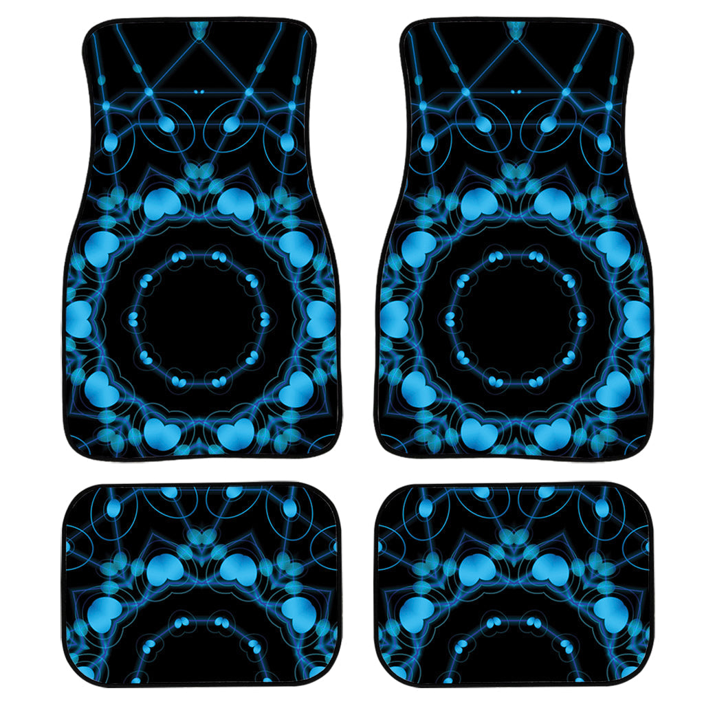 Dark Blue Kaleidoscope Print Front And Back Car Floor Mats/ Front Car Mat