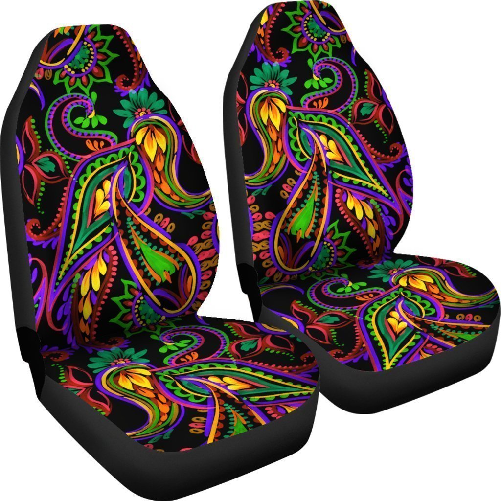 3D Full Printed Seat Cover for A Car/ Dark Bohemian Paisley Pattern Print Universal Fit Car Seat Covers