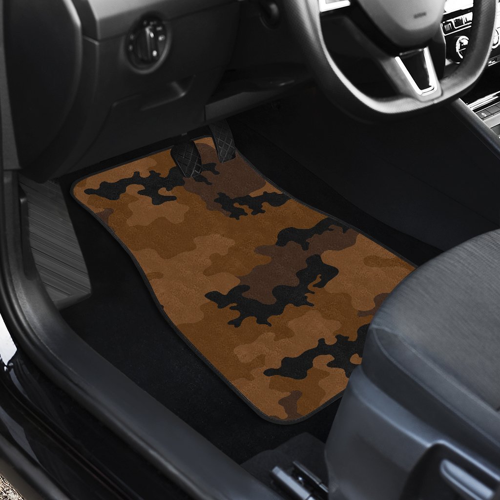 Dark Brown Camouflage Print Front And Back Car Floor Mats/ Front Car Mat