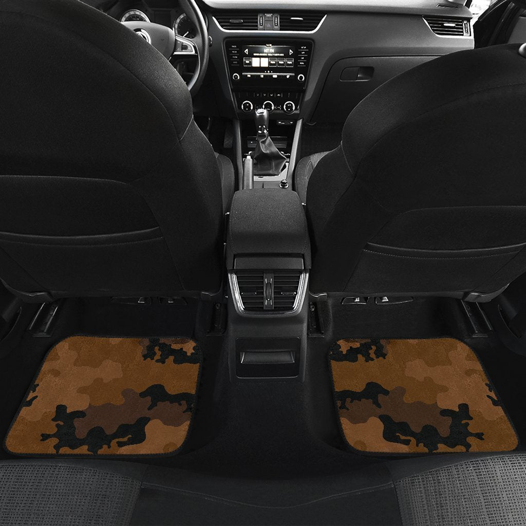 Dark Brown Camouflage Print Front And Back Car Floor Mats/ Front Car Mat