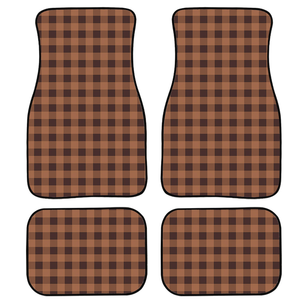 Dark Brown Check Pattern Print Front And Back Car Floor Mats/ Front Car Mat