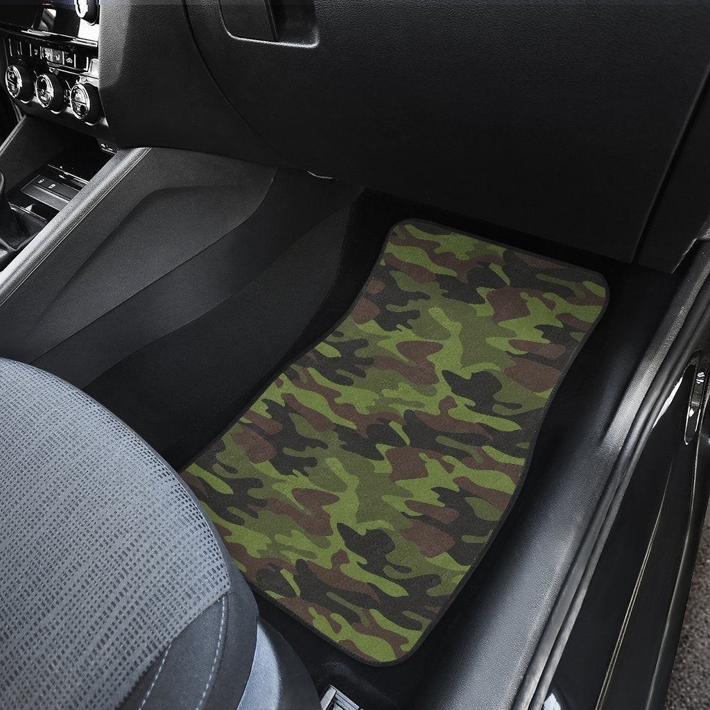 Dark Green And Black Camouflage Print Front And Back Car Floor Mats/ Front Car Mat