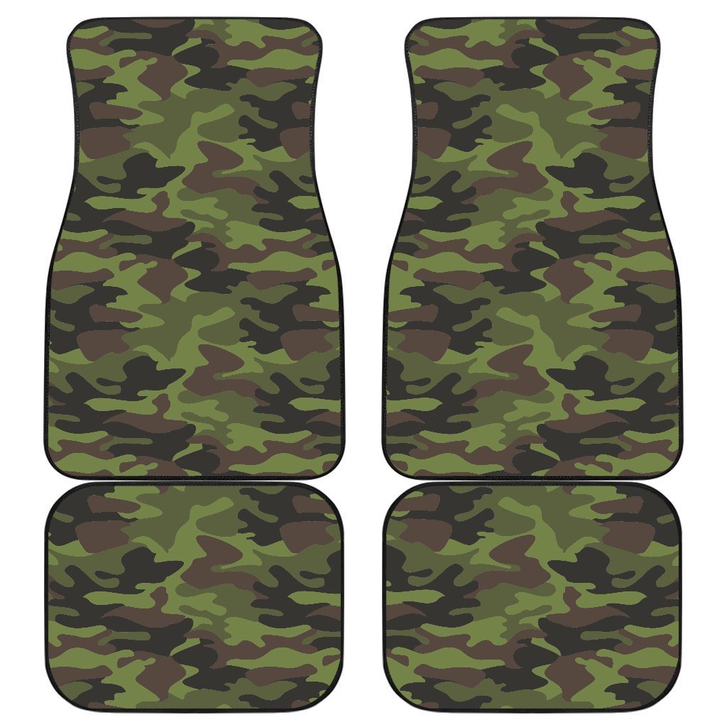 Dark Green And Black Camouflage Print Front And Back Car Floor Mats/ Front Car Mat
