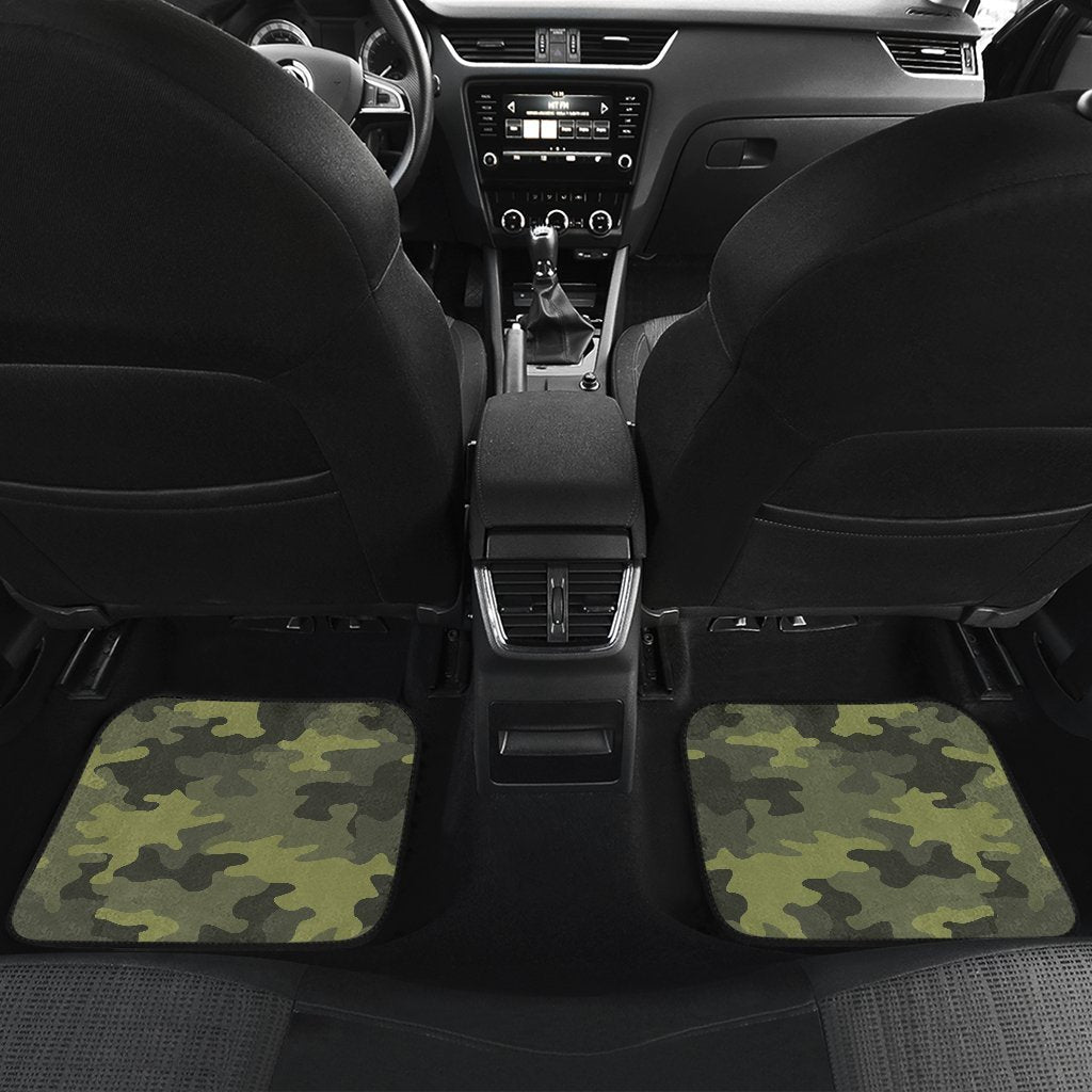 Dark Green Camouflage Print Front And Back Car Floor Mats/ Front Car Mat