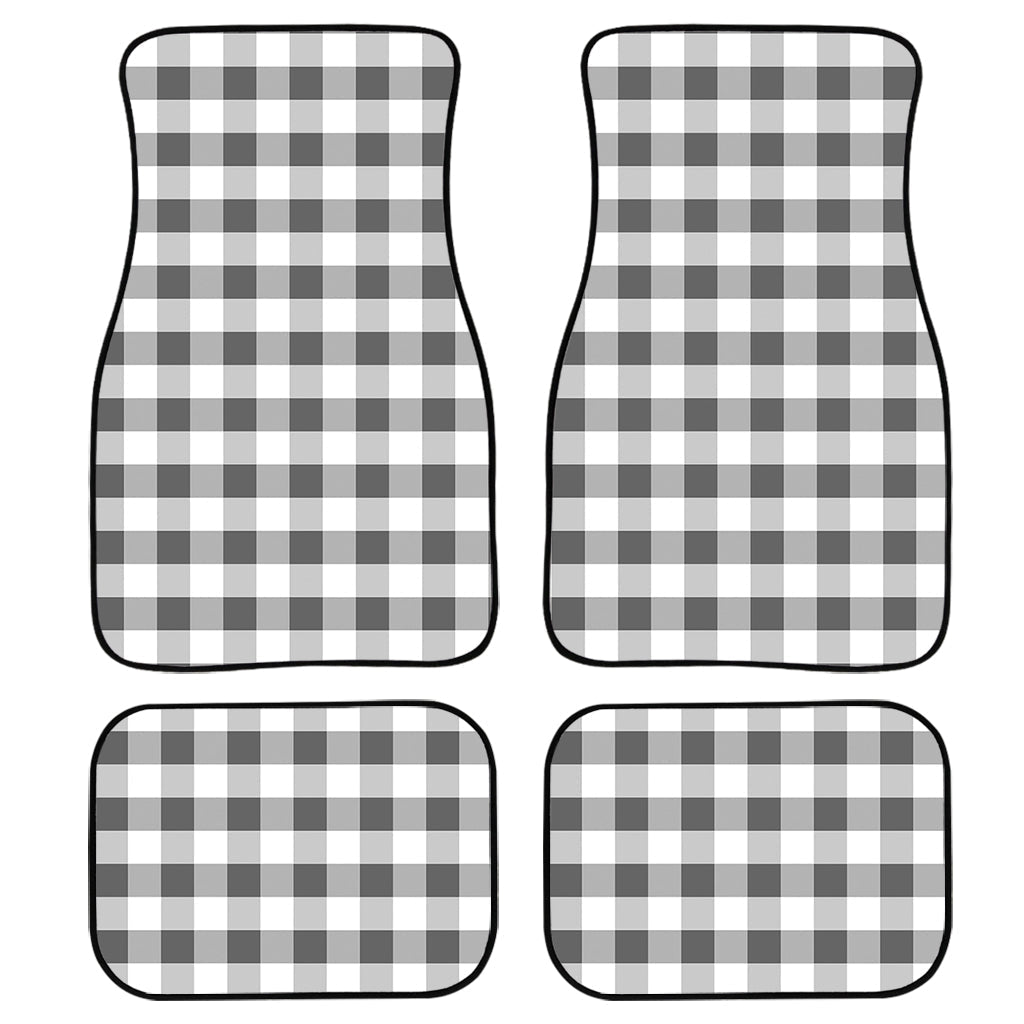 Dark Grey And White Gingham Print Front And Back Car Floor Mats/ Front Car Mat