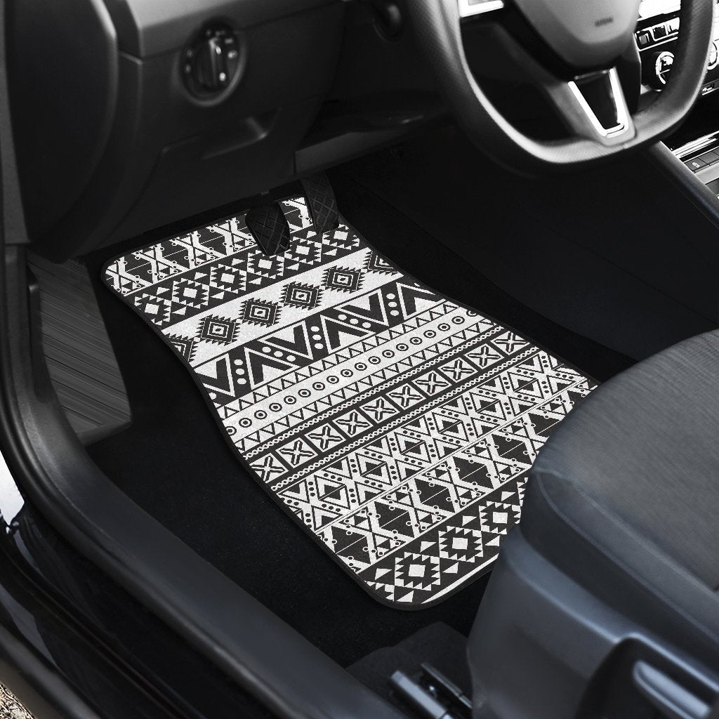 Dark Grey Aztec Pattern Print Front And Back Car Floor Mats/ Front Car Mat