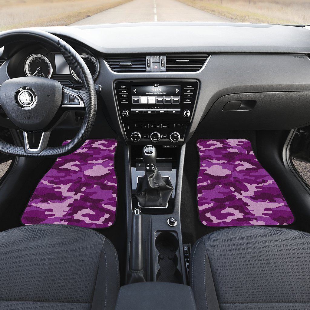 Dark Purple Camouflage Print Front And Back Car Floor Mats/ Front Car Mat