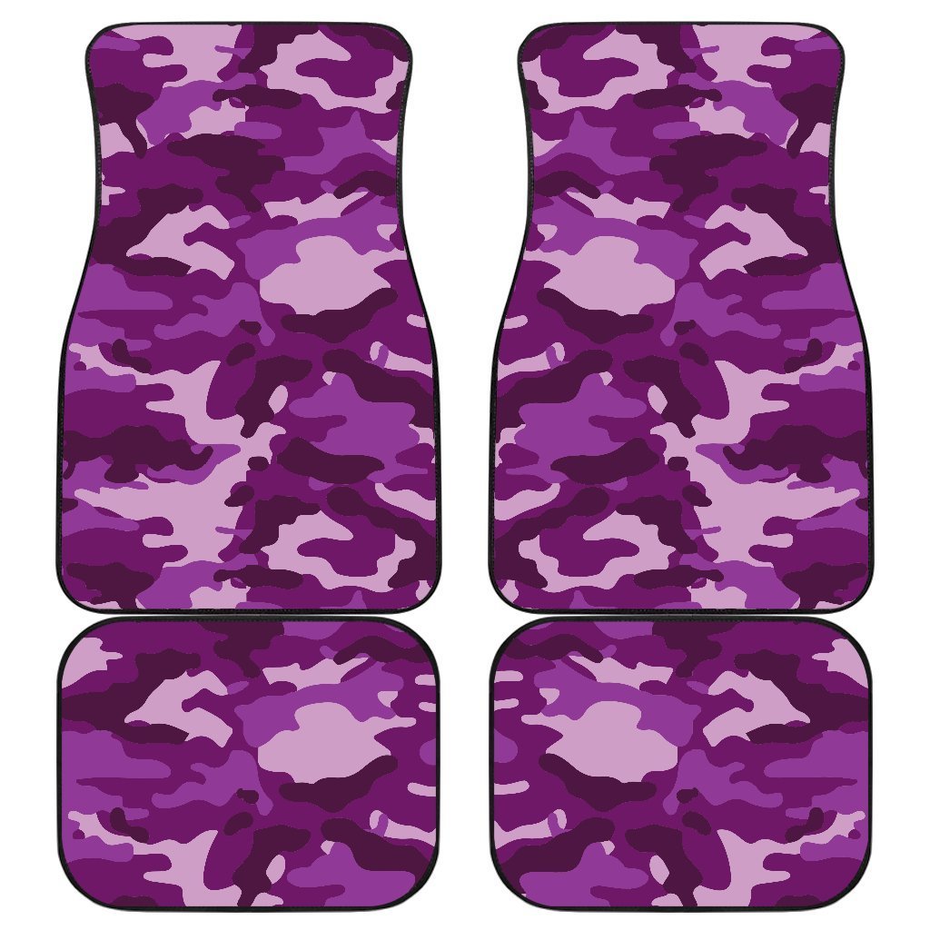 Dark Purple Camouflage Print Front And Back Car Floor Mats/ Front Car Mat