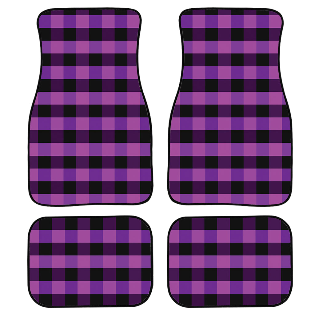 Dark Purple Check Pattern Print Front And Back Car Floor Mats/ Front Car Mat